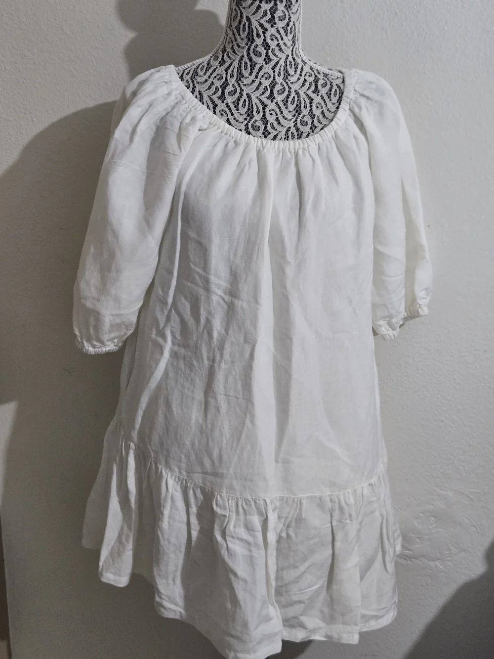 Tommy Bahama White Off-Shoulder Ruffle Hem Mini Dress - Picture 2 of 6